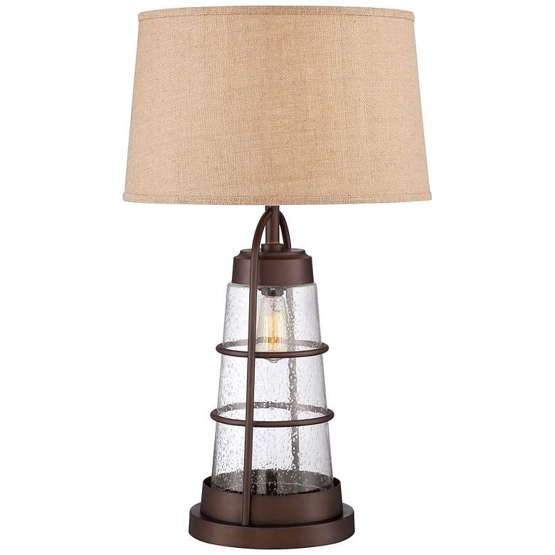 Image 6 Franklin Iron Works Industrial Lantern Night Light Table Lamp with Dimmer more views