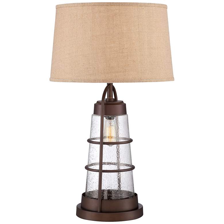 Image 7 Franklin Iron Works Industrial Lantern Night Light Table Lamp with Dimmer more views