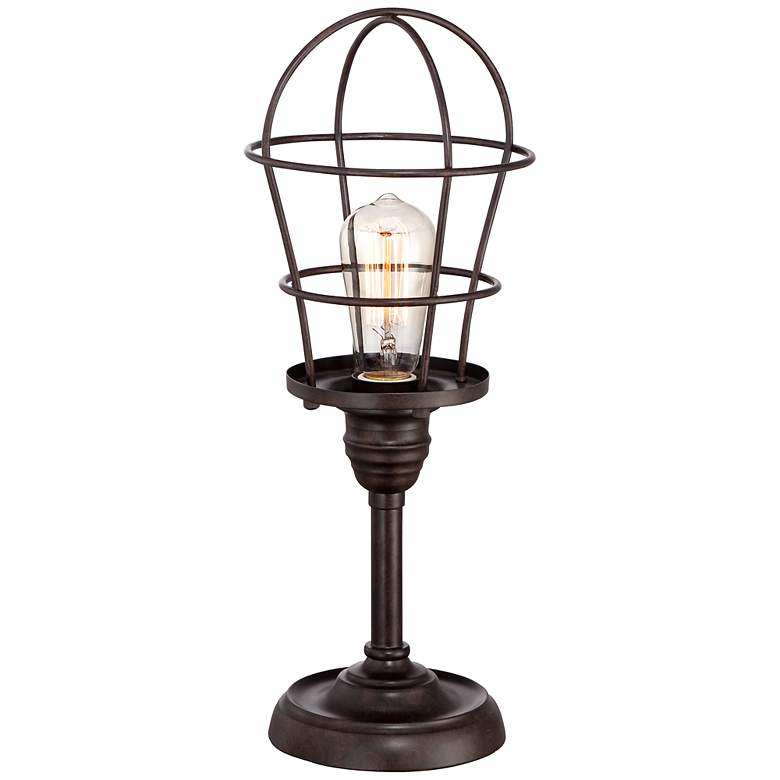 Image 2 Franklin Iron Works Industrial Wire Cage 17 1/4 inch Accent Lamp