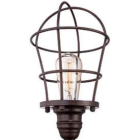 Image3 of Franklin Iron Works Industrial Wire Cage 17 1/4" Accent Lamp more views