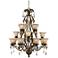 Franklin Iron Works Iron Leaf 39" Roman Bronze and Crystal Chandelier