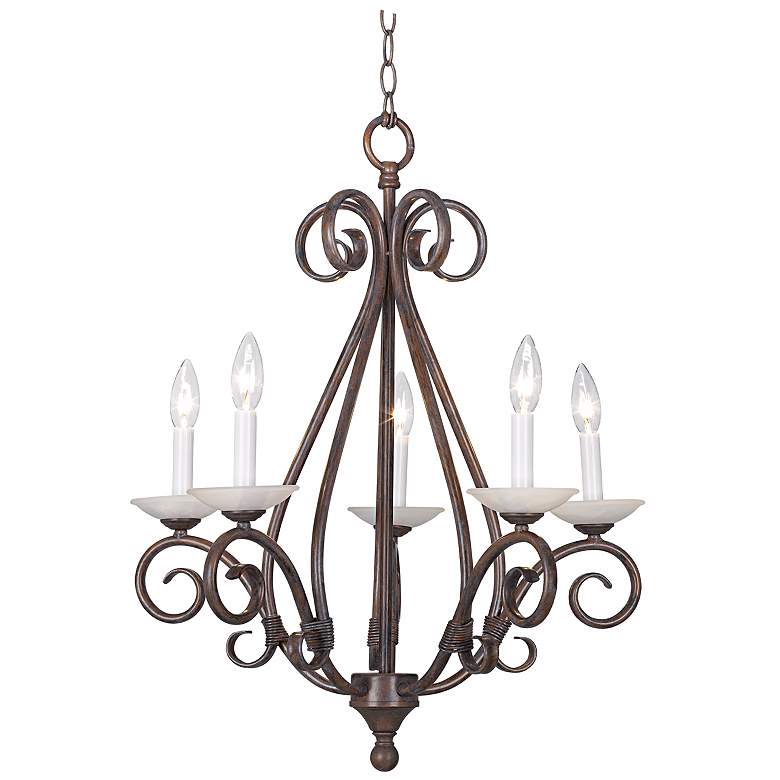 Image 1 Franklin Iron Works Iron Scroll 23" Wide 5-Light Candelabra Chandelier
