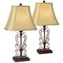 Franklin Iron Works Iron Scroll 26 1/2" Bronze Table Lamps Set of Two in scene