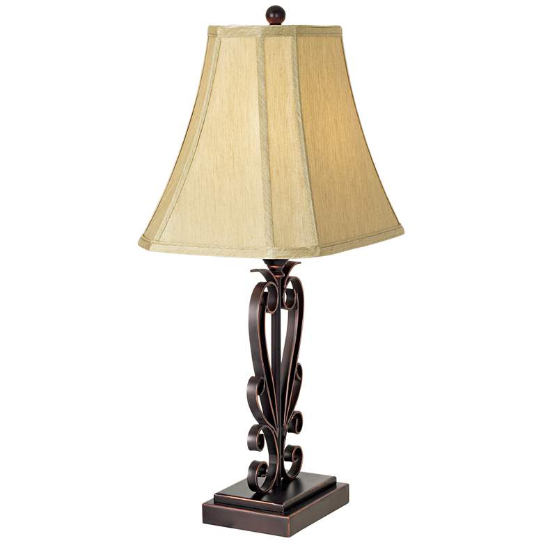 Image 7 Franklin Iron Works Iron Scroll 26 1/2 inch Bronze Table Lamps Set of Two more views