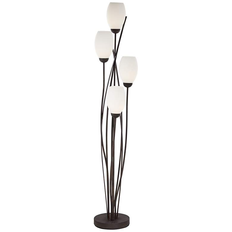 Image 3 Franklin Iron Works Jareth 73" High Black and White 4-Light Floor Lamp
