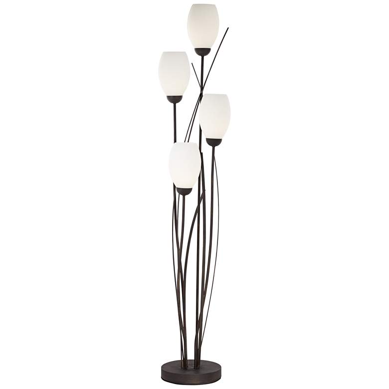 Image 6 Franklin Iron Works Jareth 73 inch High Black and White 4-Light Floor Lamp more views