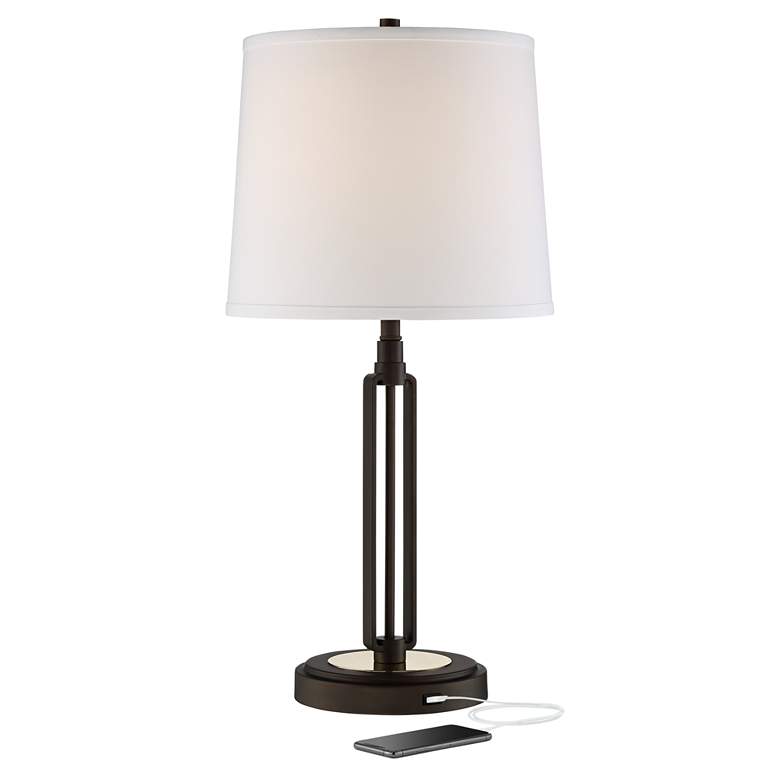 Image 2 Franklin Iron Works Javier 24 1/2" Bronze Table Lamp with USB Port