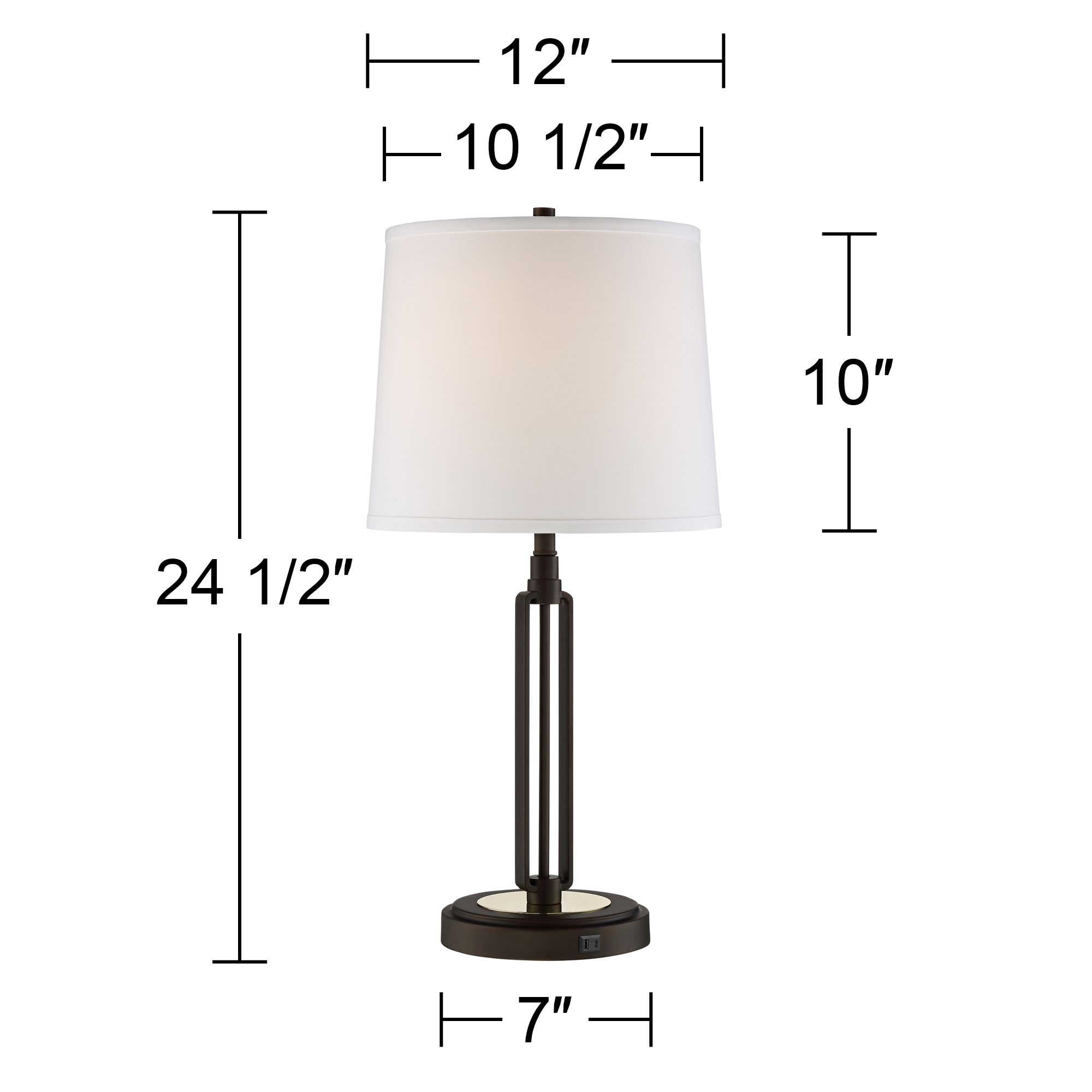 Franklin Iron Works Javier 24 1/2" Bronze USB Plug Outlet Table Lamp
