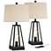 Franklin Iron Works Kacey Metal LED Night Light USB Table Lamps Set of 2