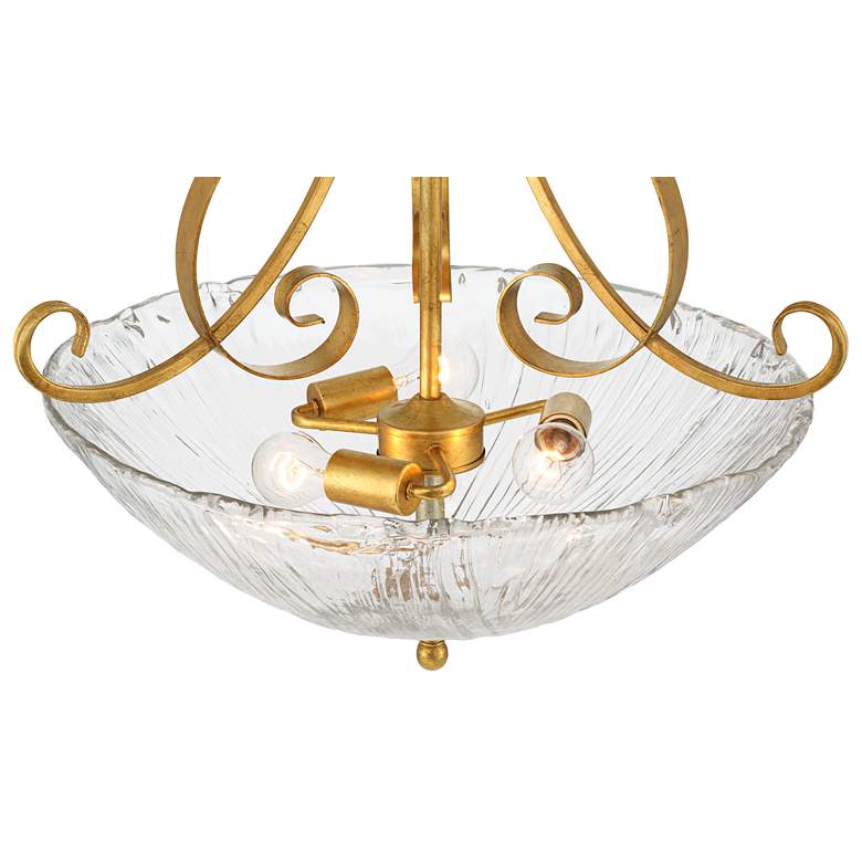 Image 5 Franklin Iron Works Katrina 25 1/4" Gold Leaf 3-Light Bowl Pendant more views