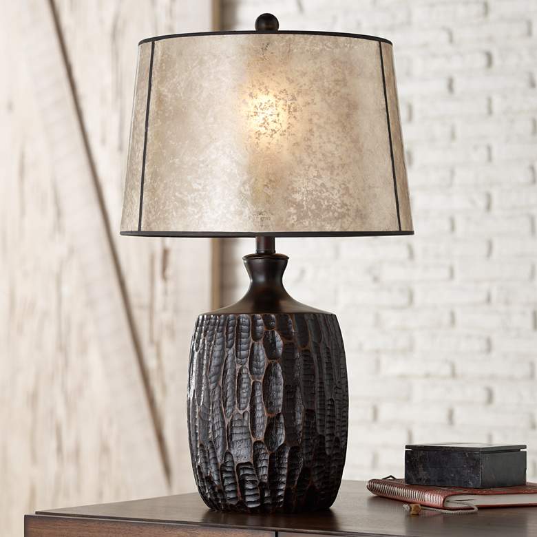 Image 1 Franklin Iron Works Kelly 25 1/2" Rustic Table Lamp with Mica Shade