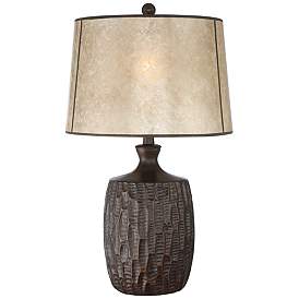 Image2 of Franklin Iron Works Kelly Rustic Lamp with Mica Shade and USB Cord Dimmer