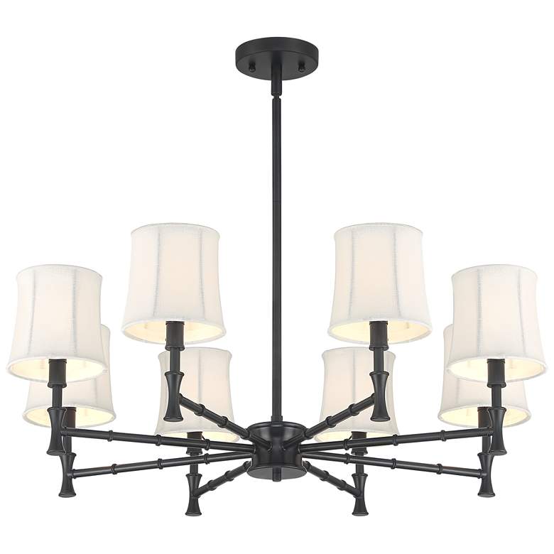 Image 2 Franklin Iron Works Kenna 28 1/4" Black 8-Light Shade Chandelier