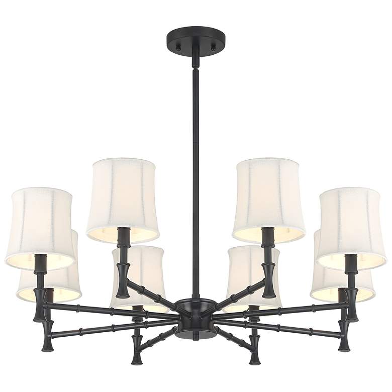 Image 2 Franklin Iron Works Kenna 28 1/4 inch Black 8-Light Shade Chandelier