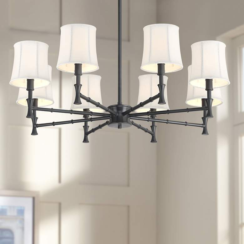 Image 1 Franklin Iron Works Kenna 28 1/4" Black 8-Light Shade Chandelier
