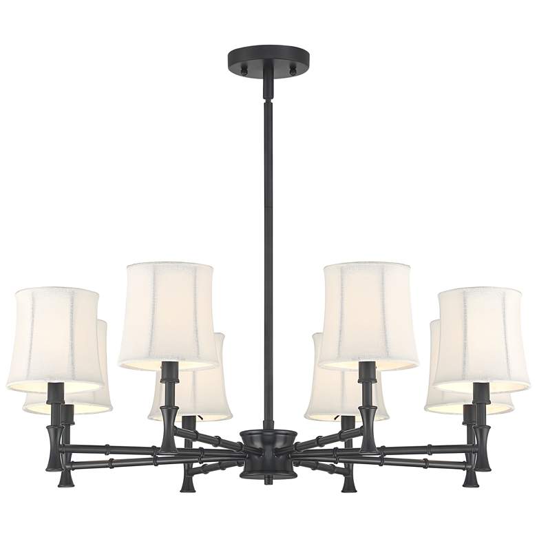 Image 5 Franklin Iron Works Kenna 28 1/4" Black 8-Light Shade Chandelier more views