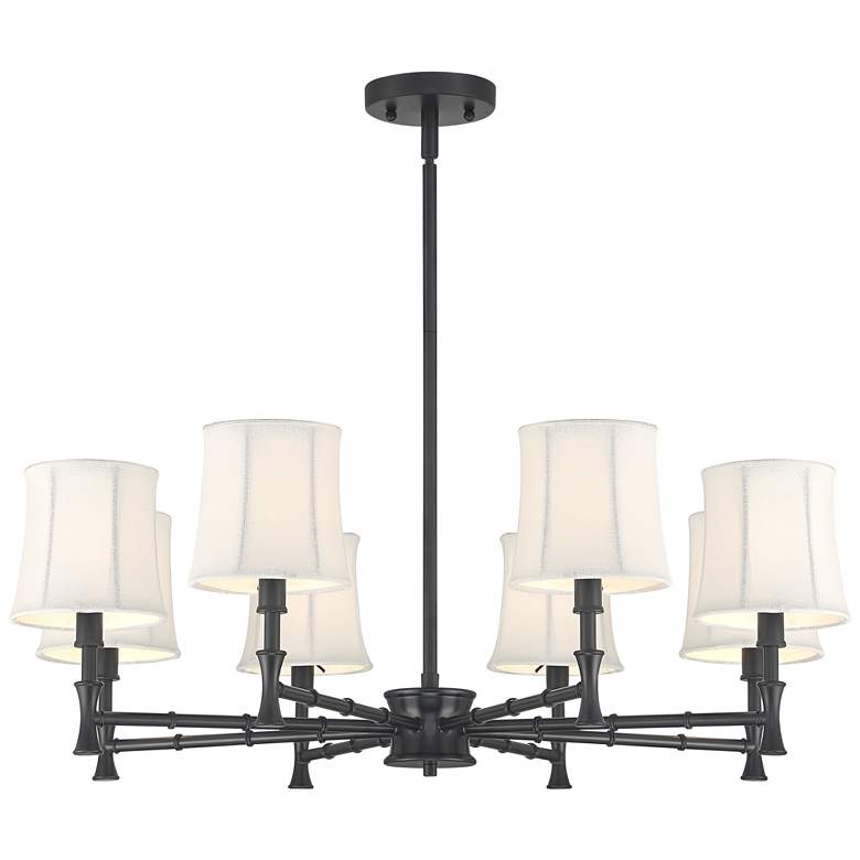 Image 5 Franklin Iron Works Kenna 28 1/4 inch Black 8-Light Shade Chandelier more views