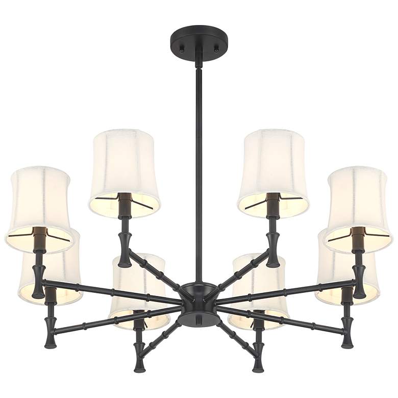 Image 6 Franklin Iron Works Kenna 28 1/4" Black 8-Light Shade Chandelier more views