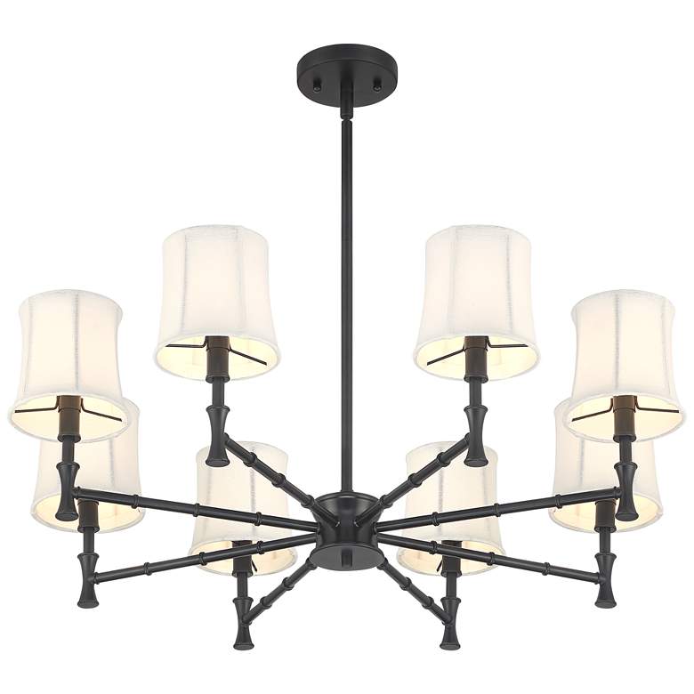 Image 6 Franklin Iron Works Kenna 28 1/4 inch Black 8-Light Shade Chandelier more views