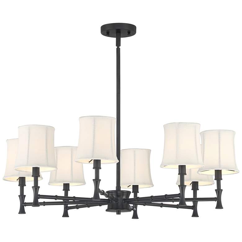 Image 7 Franklin Iron Works Kenna 28 1/4" Black 8-Light Shade Chandelier more views