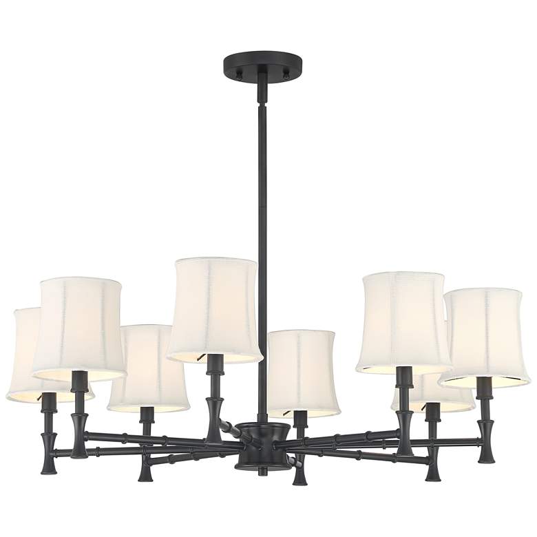 Image 7 Franklin Iron Works Kenna 28 1/4 inch Black 8-Light Shade Chandelier more views