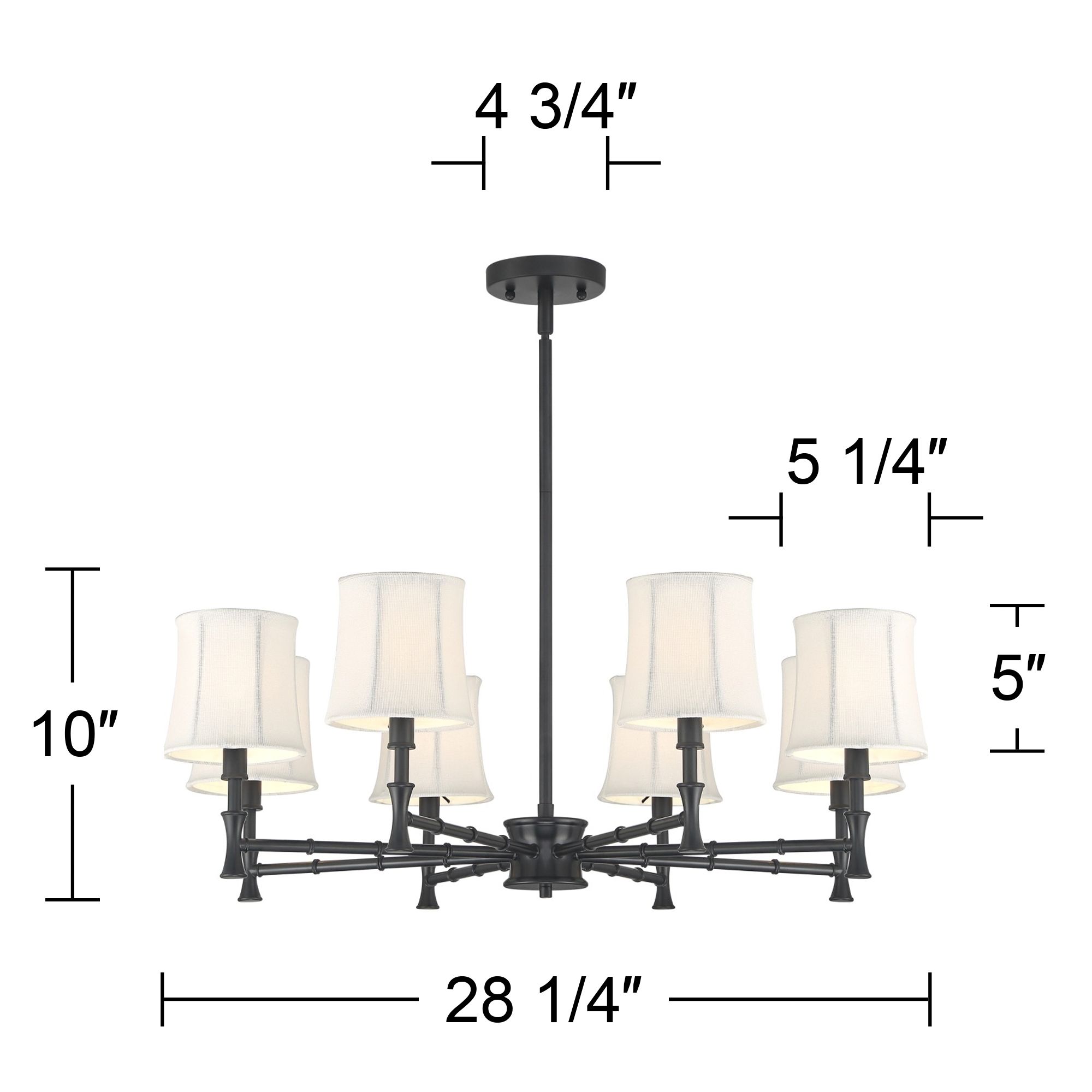 Franklin Iron Works Kenna 28 1/4" Black 8-Light Shade Chandelier