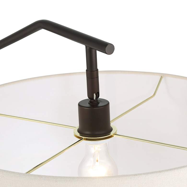 Image 5 Franklin Iron Works Kipling 76" Bronze and Wood Arc Floor Lamp more views