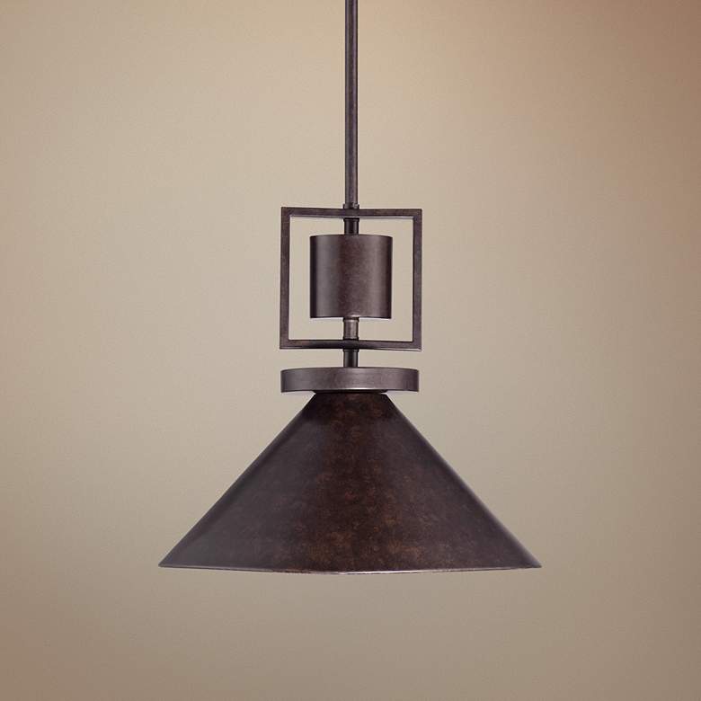 Image 1 Franklin Iron Works&#8482; Knowles 16 1/4 inch Wide Bronze Pendant