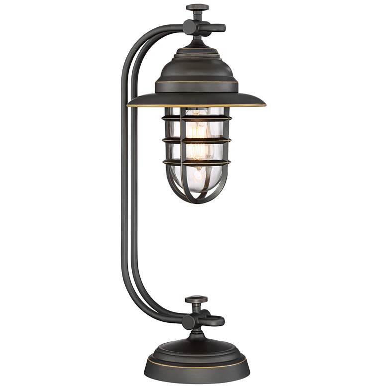 Image 2 Franklin Iron Works Knox 24" Oil-Rubbed Bronze Industrial Lantern Lamp