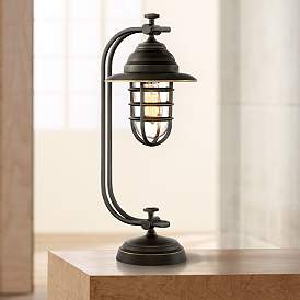Image1 of Franklin Iron Works Knox 24" Oil-Rubbed Bronze Industrial Lantern Lamp