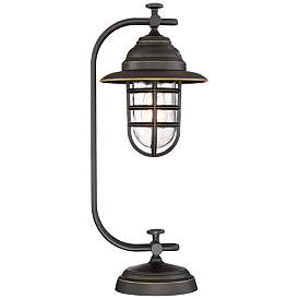 Image5 of Franklin Iron Works Knox 24" Oil-Rubbed Bronze Industrial Lantern Lamp more views