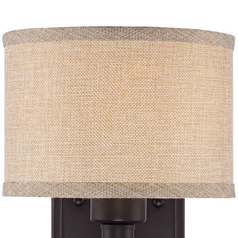 Image 3 Franklin Iron Works La Pointe 9" High Oatmeal Linen Shade Wall Sconce more views