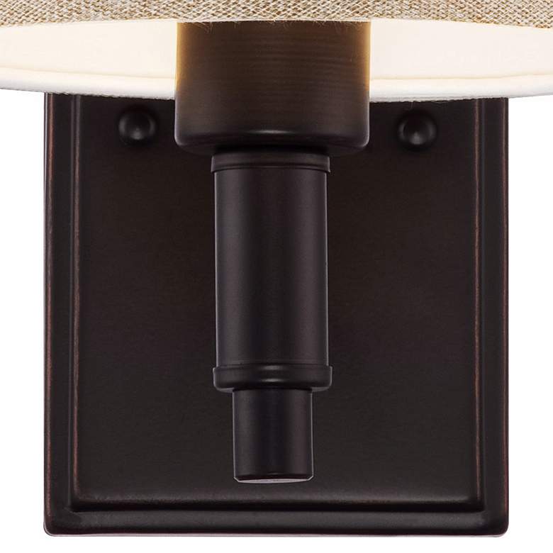Image 4 Franklin Iron Works La Pointe 9" High Oatmeal Linen Shade Wall Sconce more views