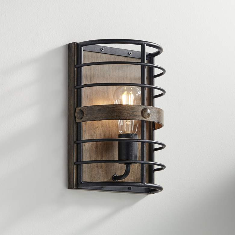 Image 1 Franklin Iron Works Lexi 11 1/2" Oil Rubbed Bronze Pocket Wall Sconce