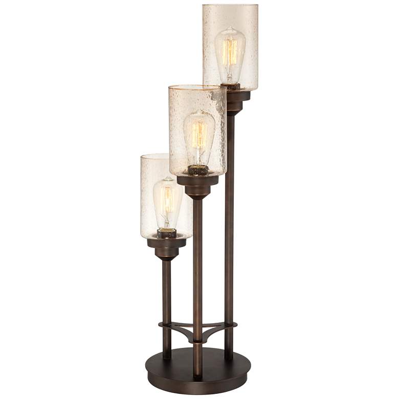 Image 6 Franklin Iron Works Libby 3-Light Industrial Console Lamp with Edison Bulbs more views