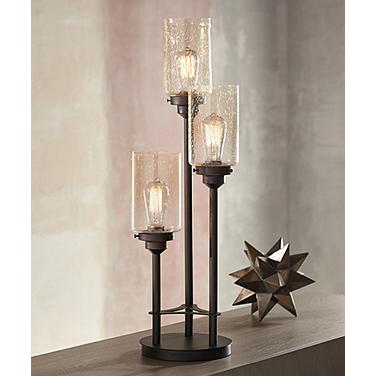 Franklin Iron Works Libby 30" High 3-Light Edison Bulb Industrial Lamp