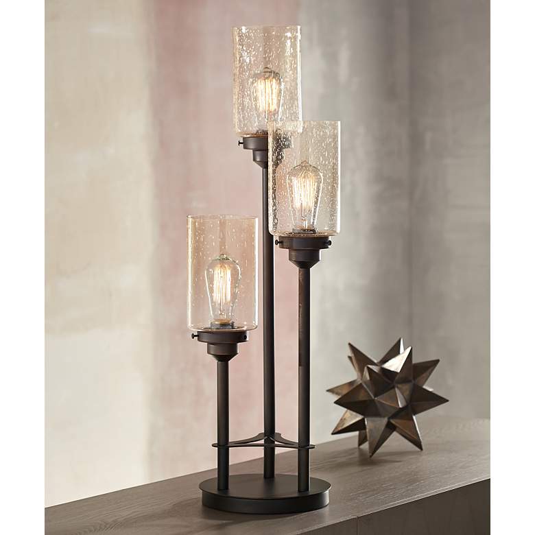 Image 2 Franklin Iron Works Libby 30" High 3-Light Edison Bulb Industrial Lamp
