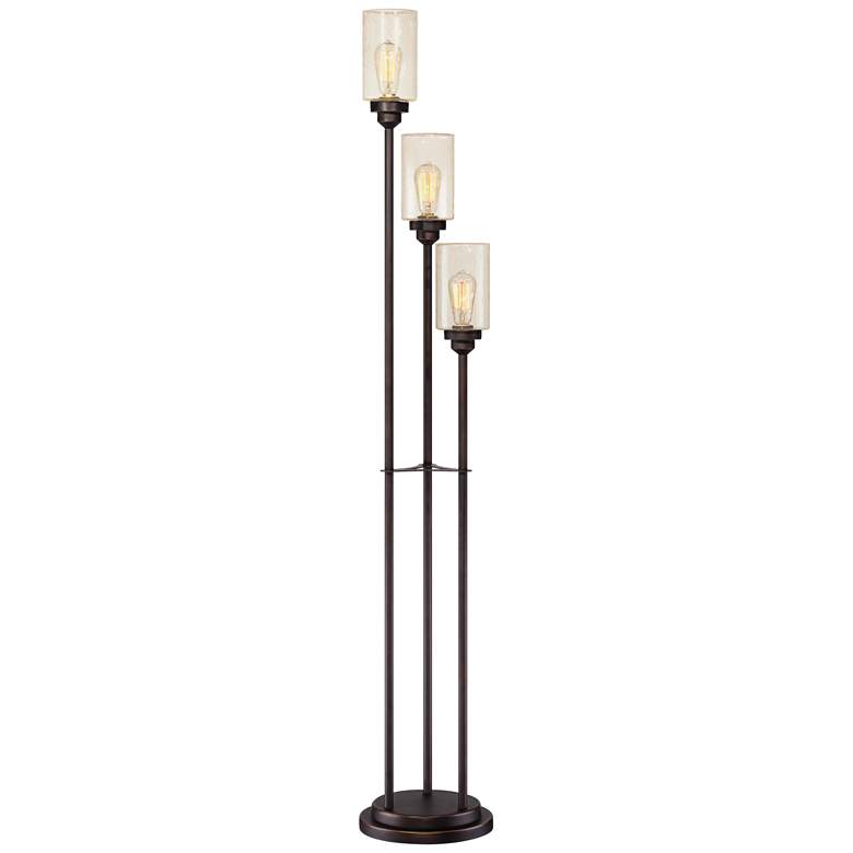 Image 3 Franklin Iron Works Libby Bronze and Seeded Glass 3-Light Tree Floor Lamp