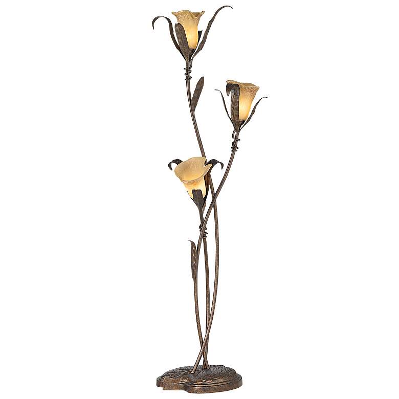 Image 2 Franklin Iron Works Lilies 68 1/4" Rustic Bronze and Gold Floor Lamp