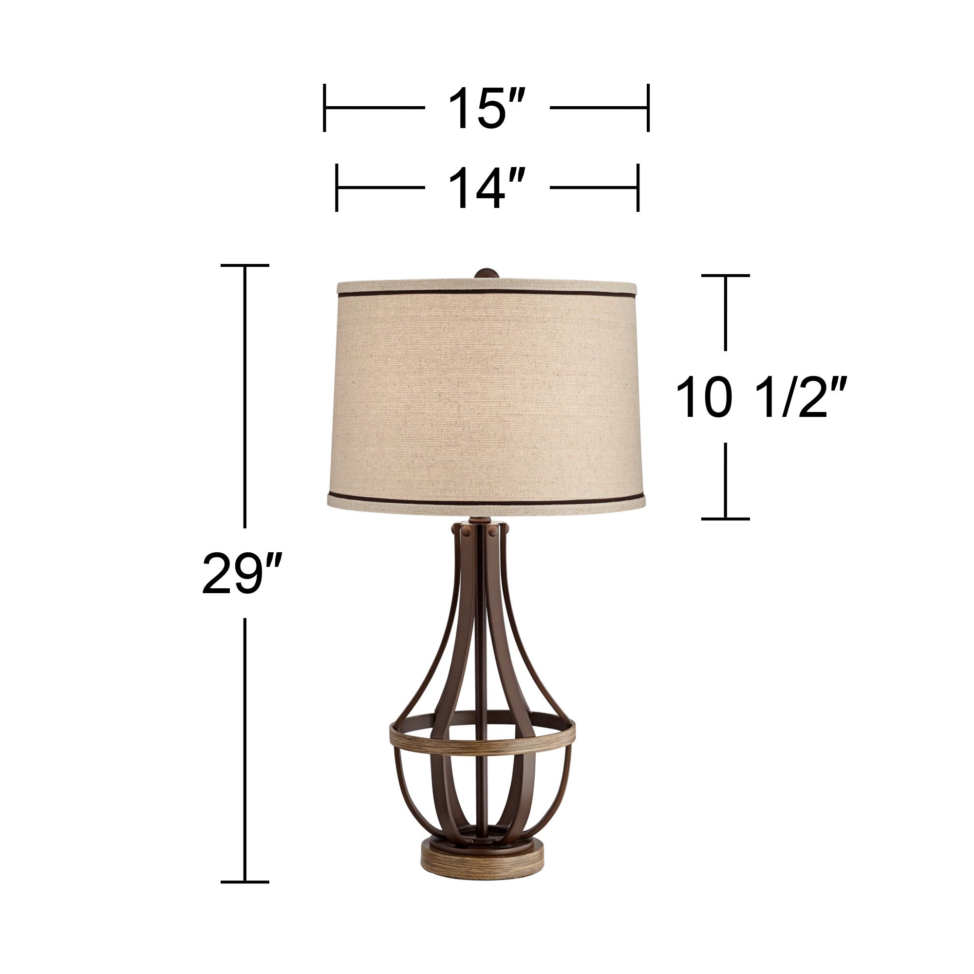 Franklin Iron Works Louanne 29" Bronze Table Lamp with USB Cord Dimmer