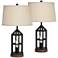 Franklin Iron Works Lucas Dark Bronze USB Night Light Table Lamps Set of 2