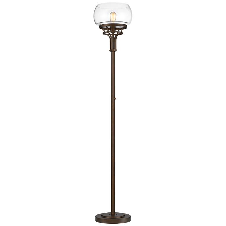 Image 7 Franklin Iron Works Luz 72 1/2 inch Industrial Bronze Torchiere Floor Lamp more views