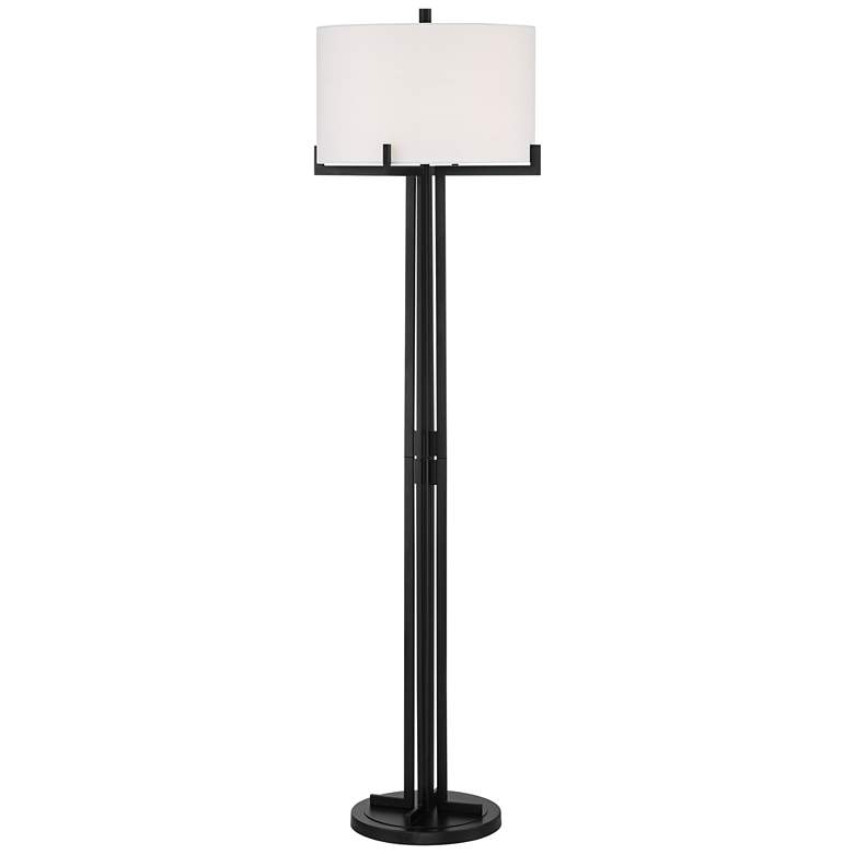 Image 3 Franklin Iron Works Madrid 64" Matte Black Modern Floor Lamp