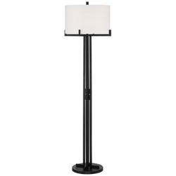 Franklin Iron Works Madrid 64" Matte Black Modern Floor Lamp