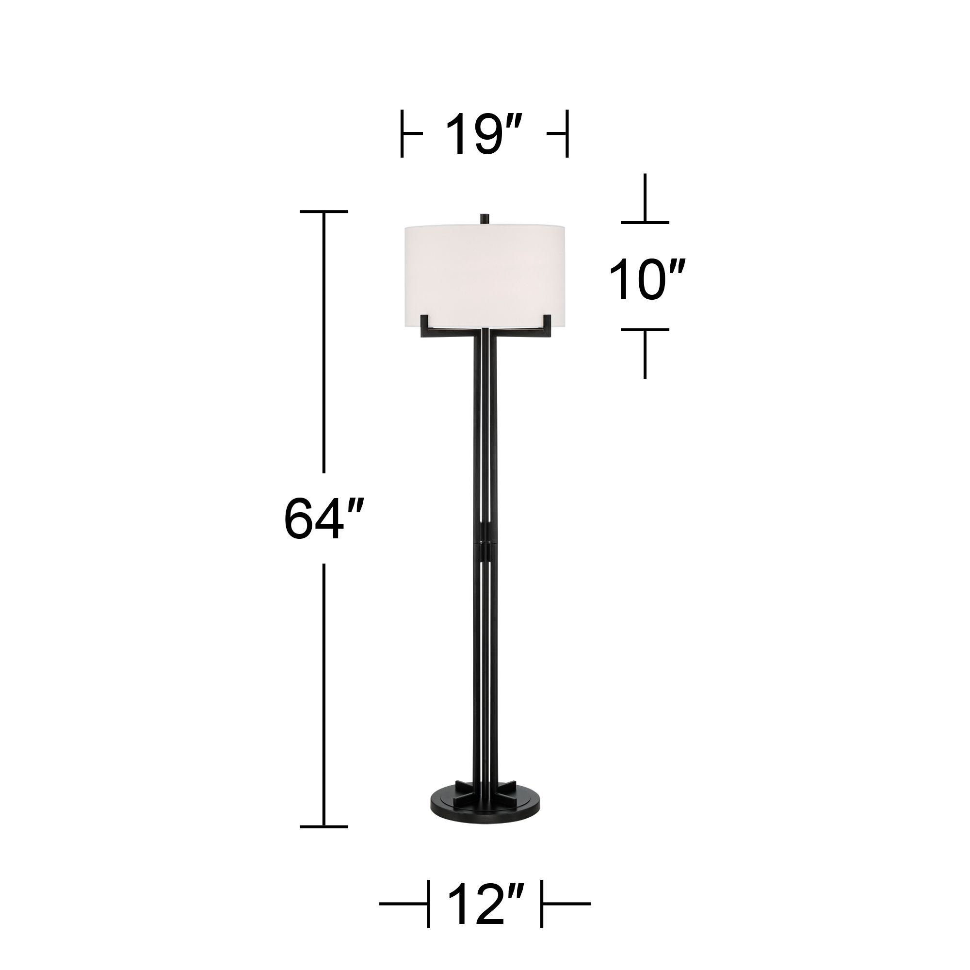 Franklin Iron Works Madrid 64" Matte Black Modern Floor Lamp in scene
