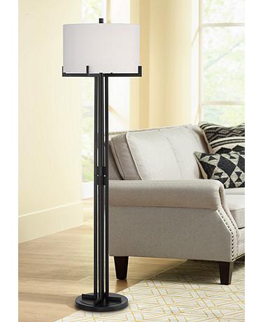 Franklin Iron Works Madrid 64" Matte Black Modern Floor Lamp