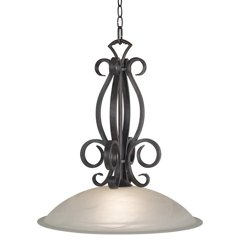 Image 1 Franklin Iron Works Manchester 20 inch Black and Glass Pendant Chandelier