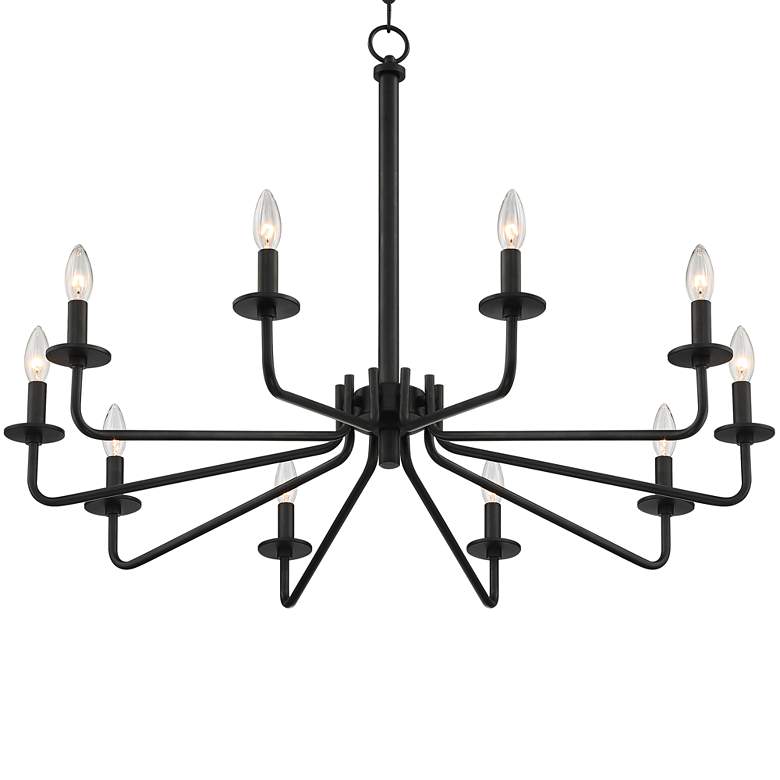 Image 7 Franklin Iron Works Manfred 36" Black 10-Light Candelabra Chandelier more views