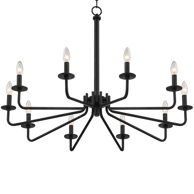 Image 7 Franklin Iron Works Manfred 36 inch Black 10-Light Candelabra Chandelier more views