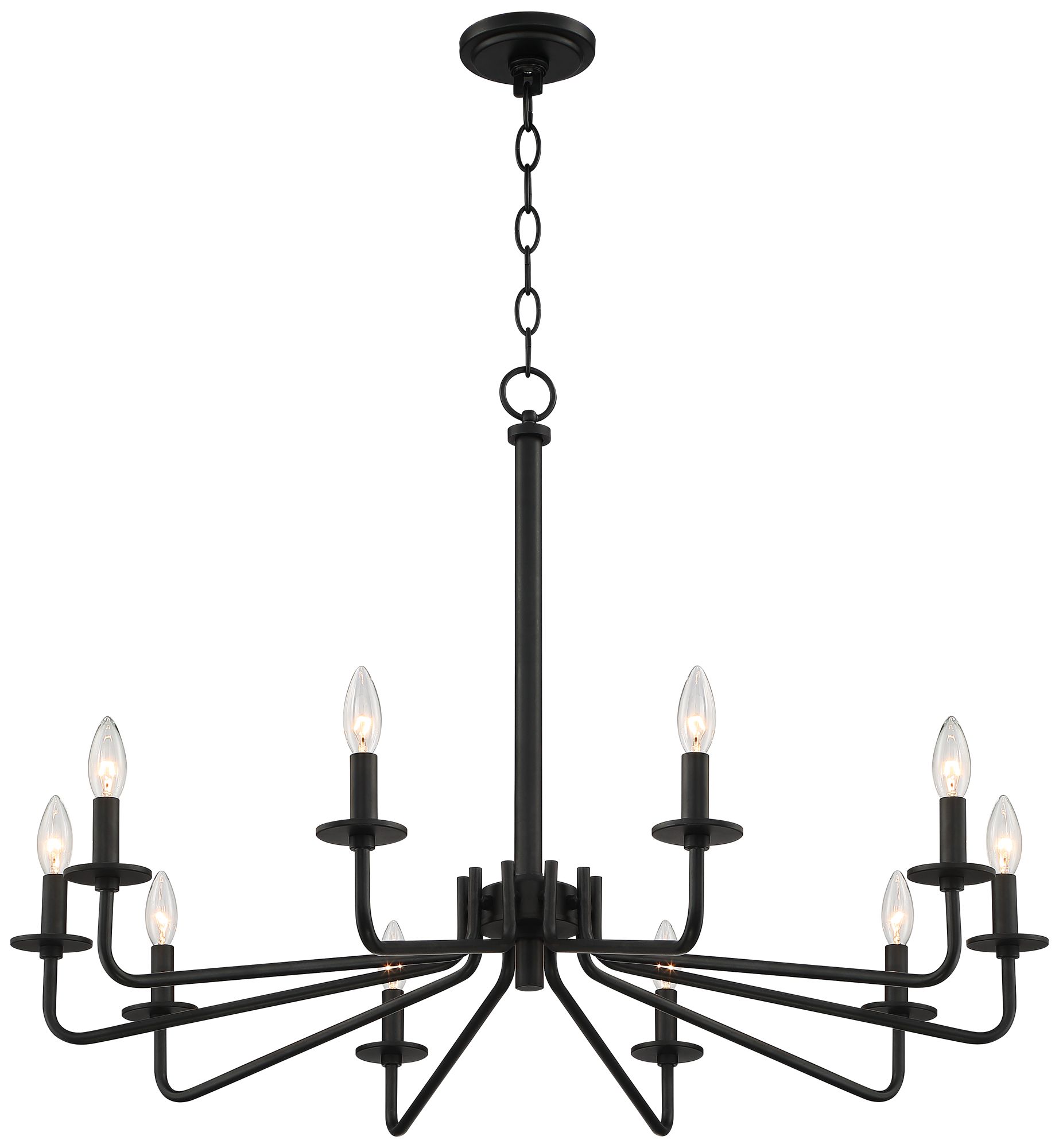 Franklin Iron Works Manfred 36" Black 10-Light Candelabra Chandelier in scene